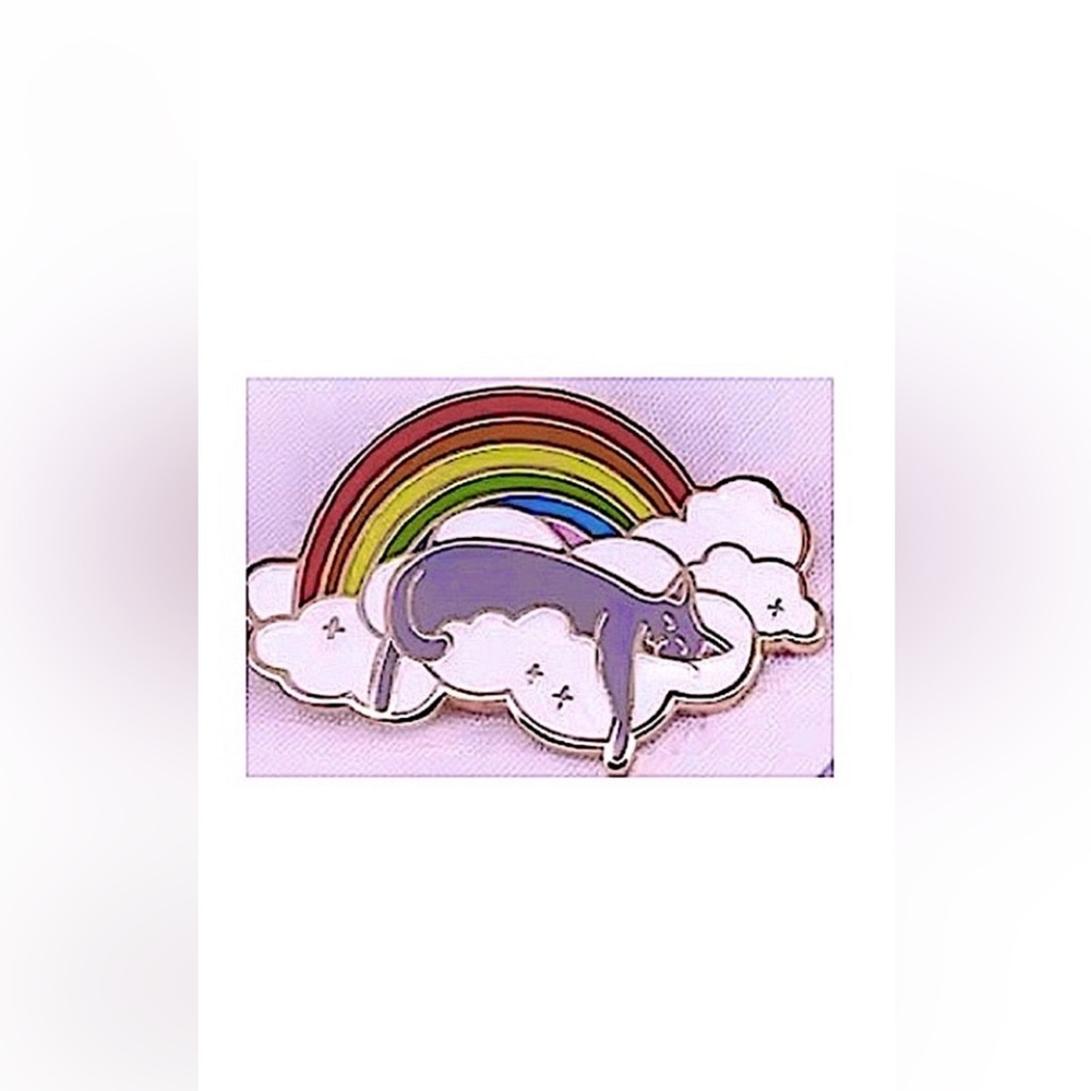 1 LGBTQ+ Subtle Gay Pride A Kitty on a Pastel Rainbow Cloud Pin